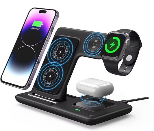 Estación de carga inalámbrica rápida de 20W, soporte de cargador inalámbrico 3 en 1 para iPhone /Samsung para Apple Watch 6 7 8 9/ Airpods 3 PRO